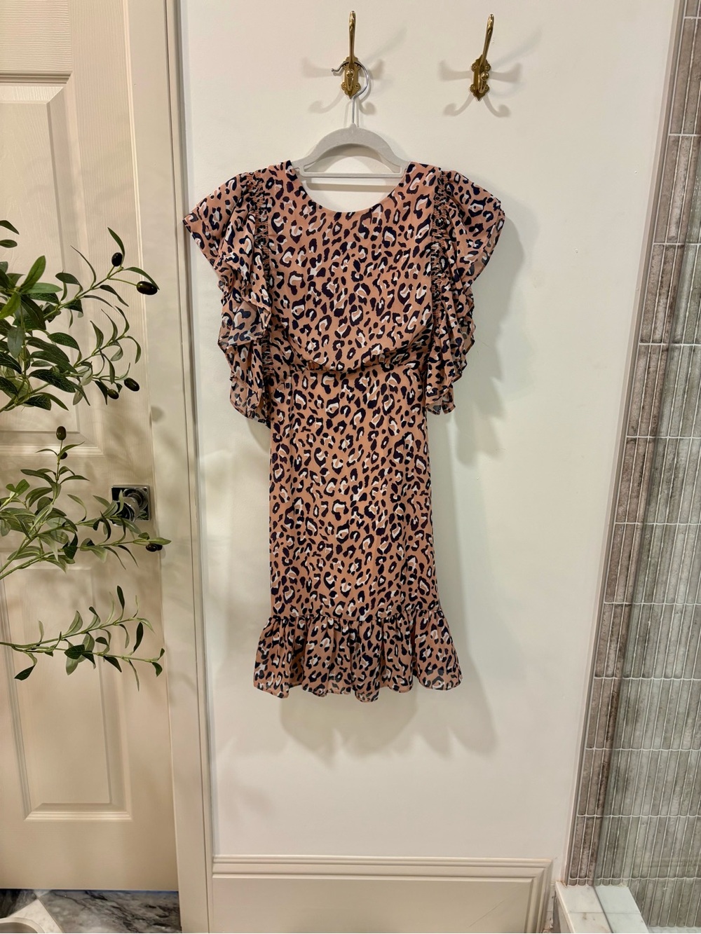 Sugarlips Pink Leopard Ruffle Mini Dress